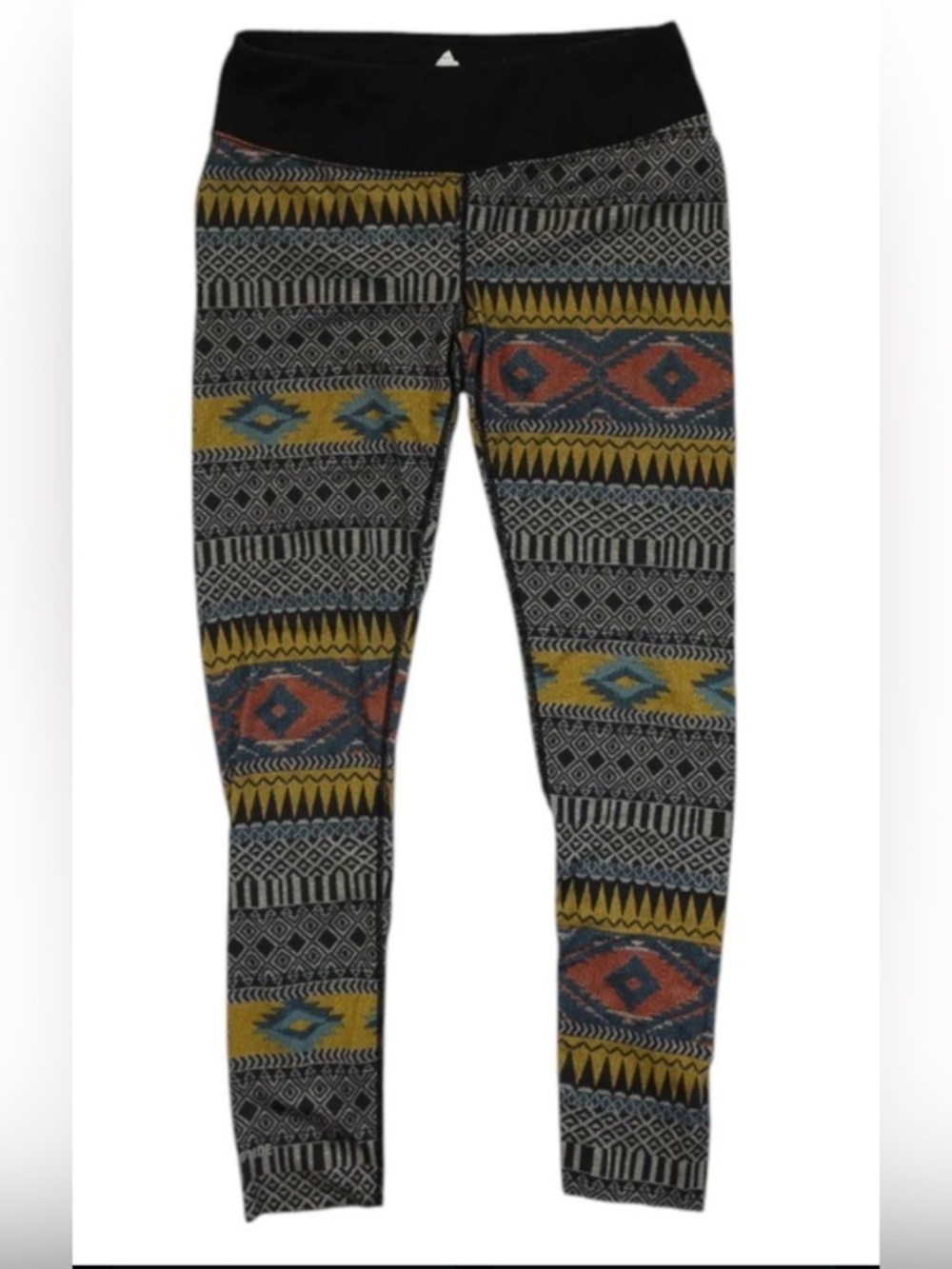 Burton Women’s Aztec-Pattern Leggings iBlack, Yellow, Blue, Coral Tribal Boho M